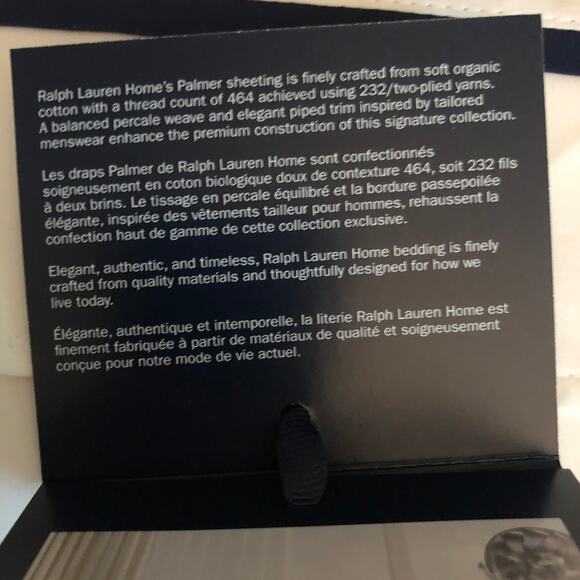 Ralph Lauren Organic Cotton Percale Palmer King Flat Sheet White Polo Navy New - Picture 5 of 10